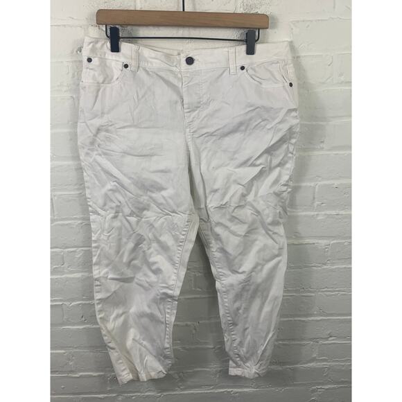 Talbots Women's High-Rise Perfect Crop Pant Stretch Cotton White Size 14 Petite - Picture 1 of 5